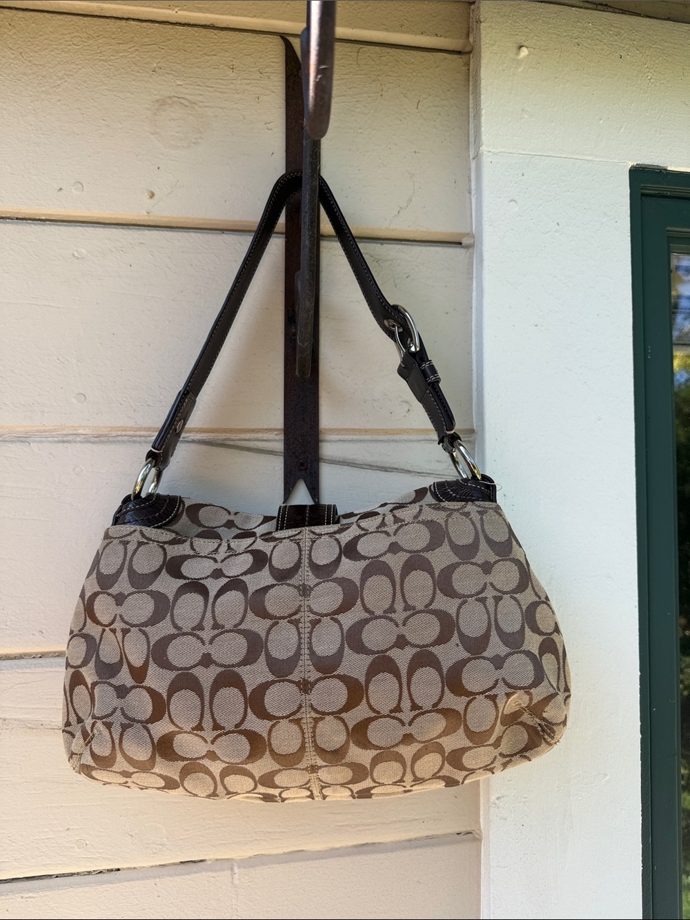 Coach Soho Pleated Signature Flap Shoulder Bag F15203 Brown Canvas Y2K - Picture 11 of 11